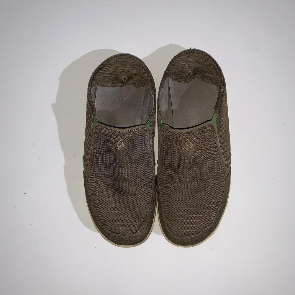 OluKai Nohea Mesh Shoes Mens Size 11.5 Brown Slip On Loafers Casual Comfort